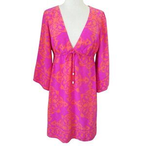 ALICE & TRIXIE neon Printed silk mini dress sz M